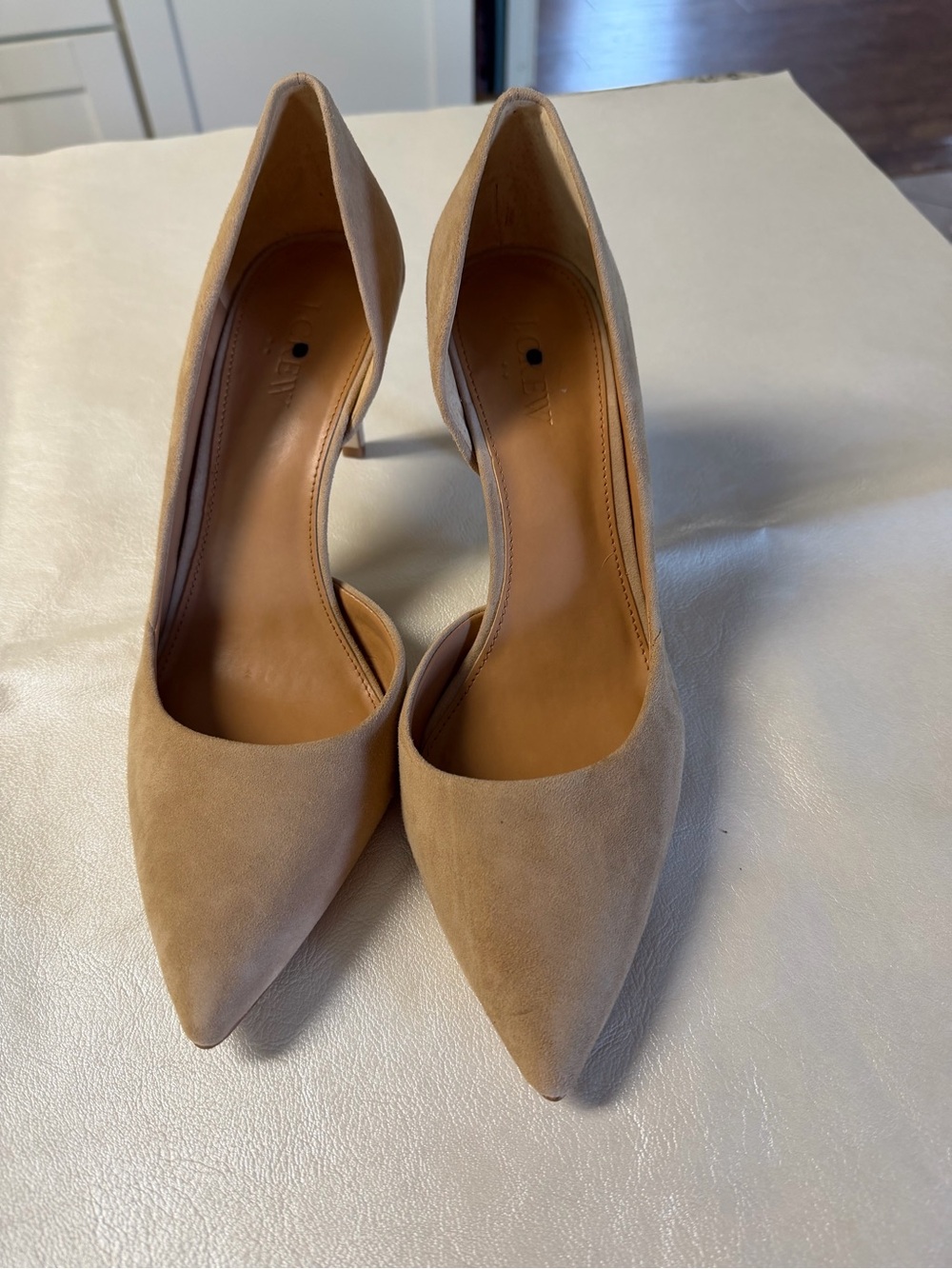 J. Crew Beige Suede Pointed-Toe D'Orsay Pumps